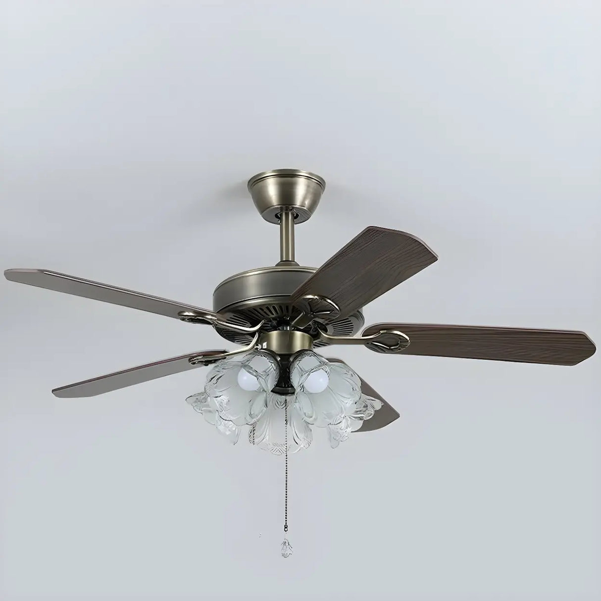 Classic 5 Blades Bronze Flower Ceiling Fan with Lights Image - 6