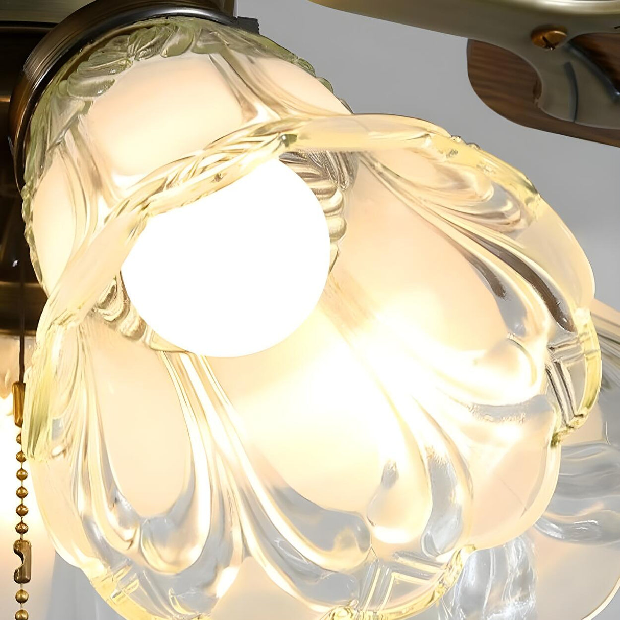 Classic 5 Blades Bronze Flower Ceiling Fan with Lights Image - 8