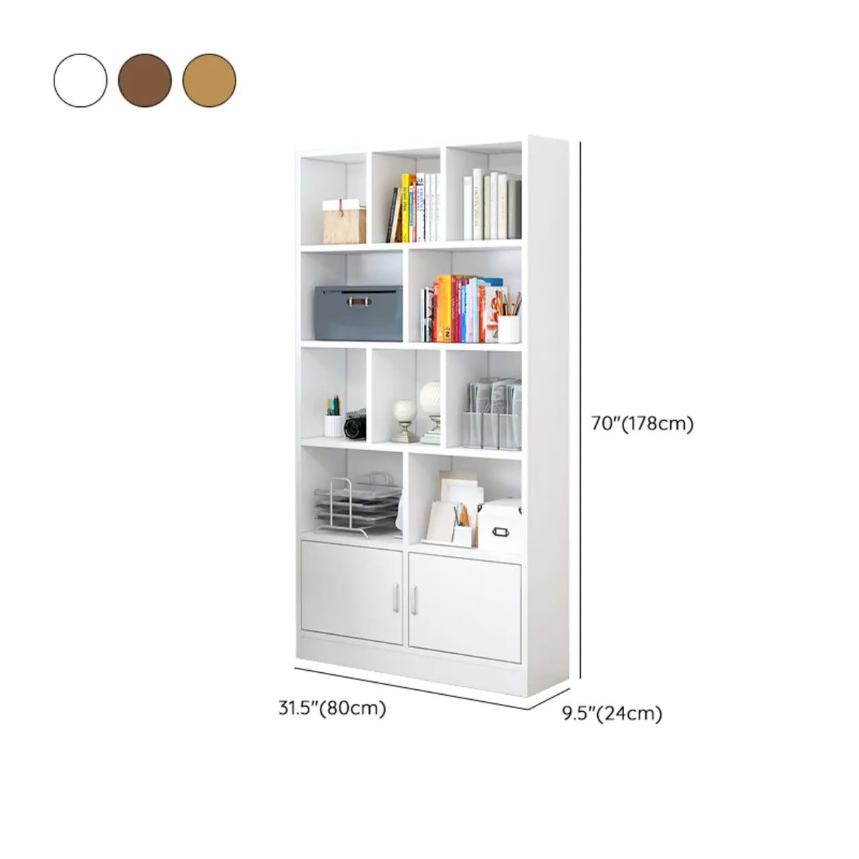 Classic 5-Shelf Oak Finish Wooden Tall Bookcase Brown