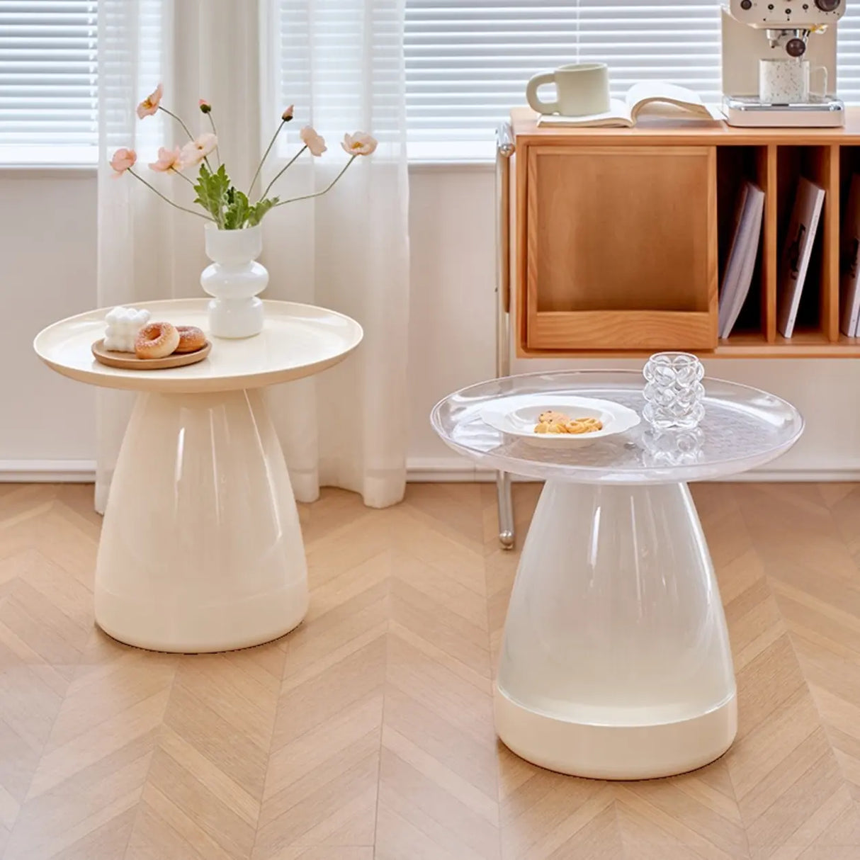 Classic Acrylic Clear Circular Side Table with Stump Base Image - 1