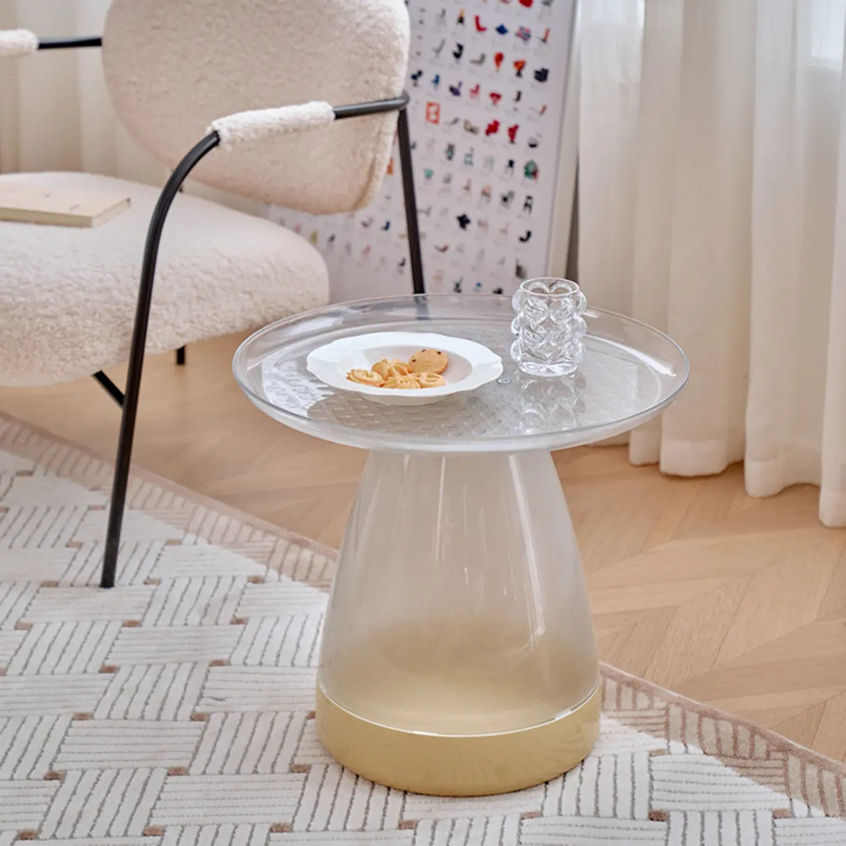 Classic Acrylic Clear Circular Side Table with Stump Base Image - 4