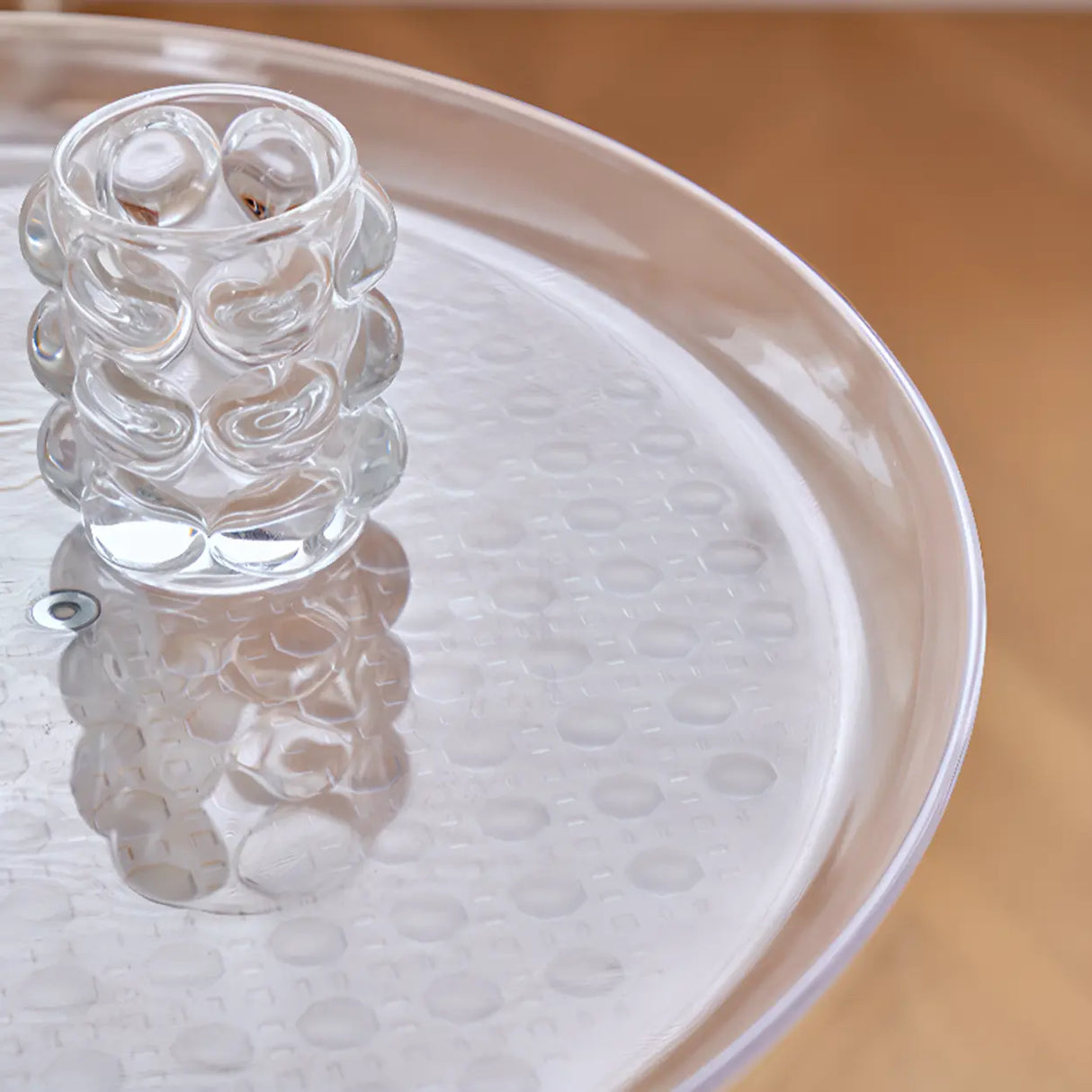 Classic Acrylic Clear Circular Side Table with Stump Base Image - 6