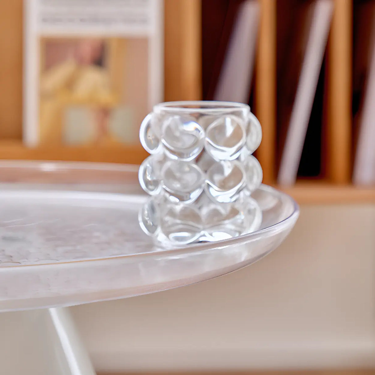 Classic Acrylic Clear Circular Side Table with Stump Base Image - 8