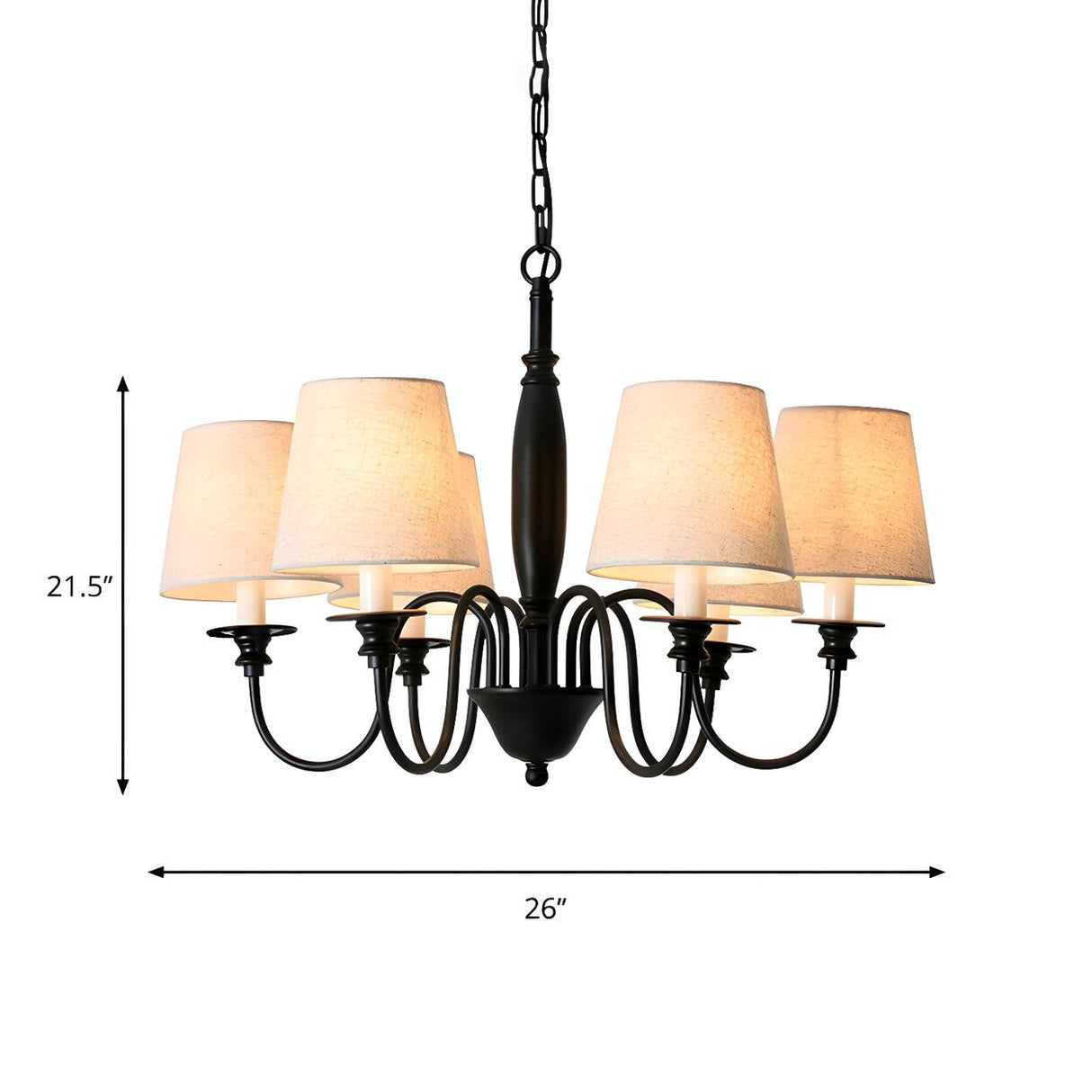 classic Black Beige Fabric Round Hangin Chandelier Image - 4