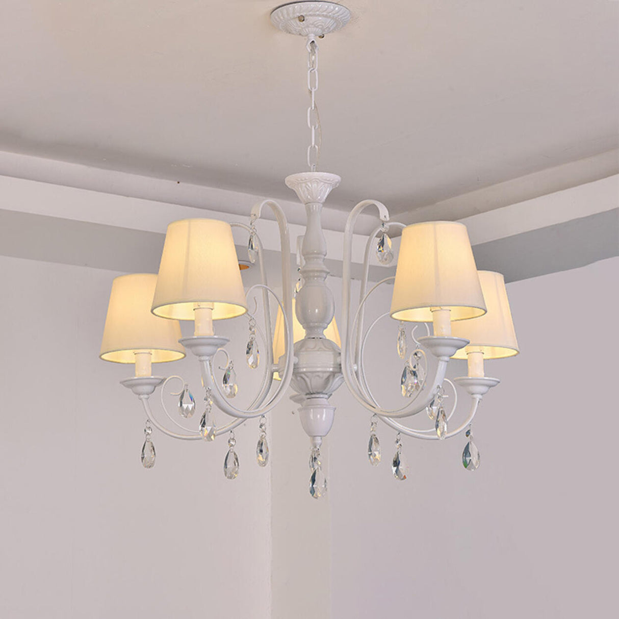 Classic Black Candelabra Chandelier Crystal Droplets Image - 14