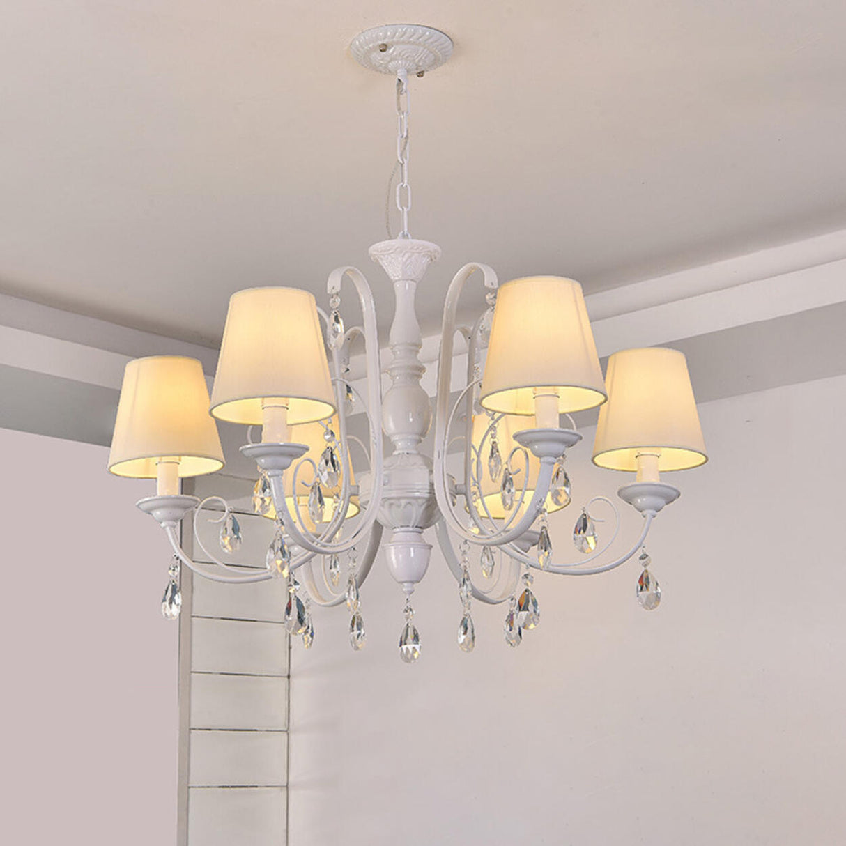 Classic Black Candelabra Chandelier Crystal Droplets Image - 15