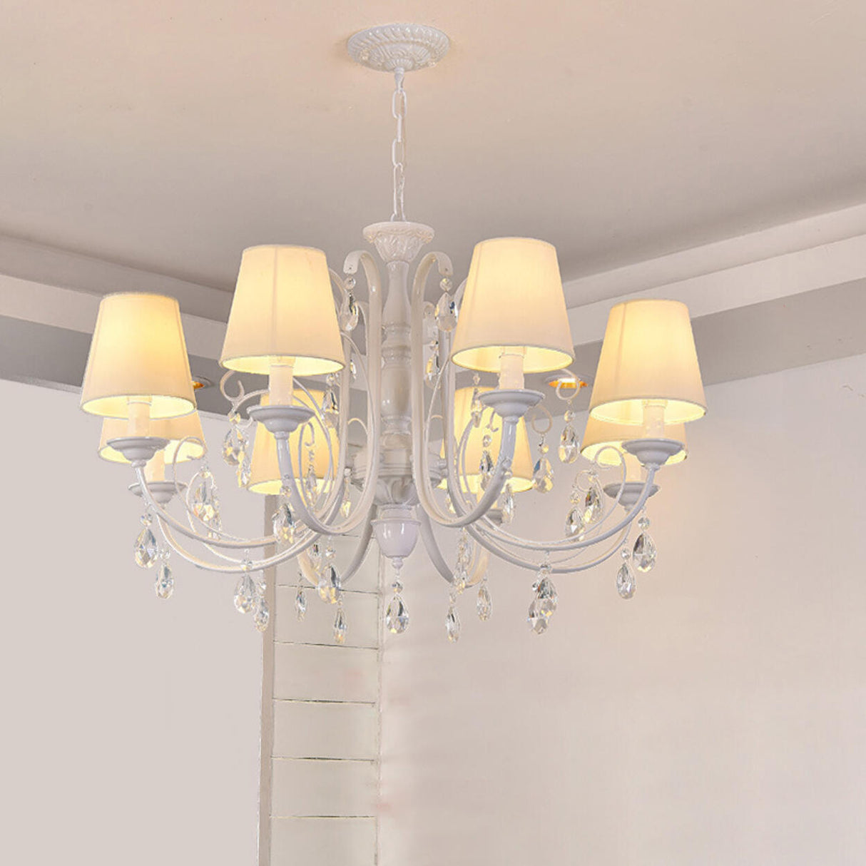 Classic Black Candelabra Chandelier Crystal Droplets Image - 17