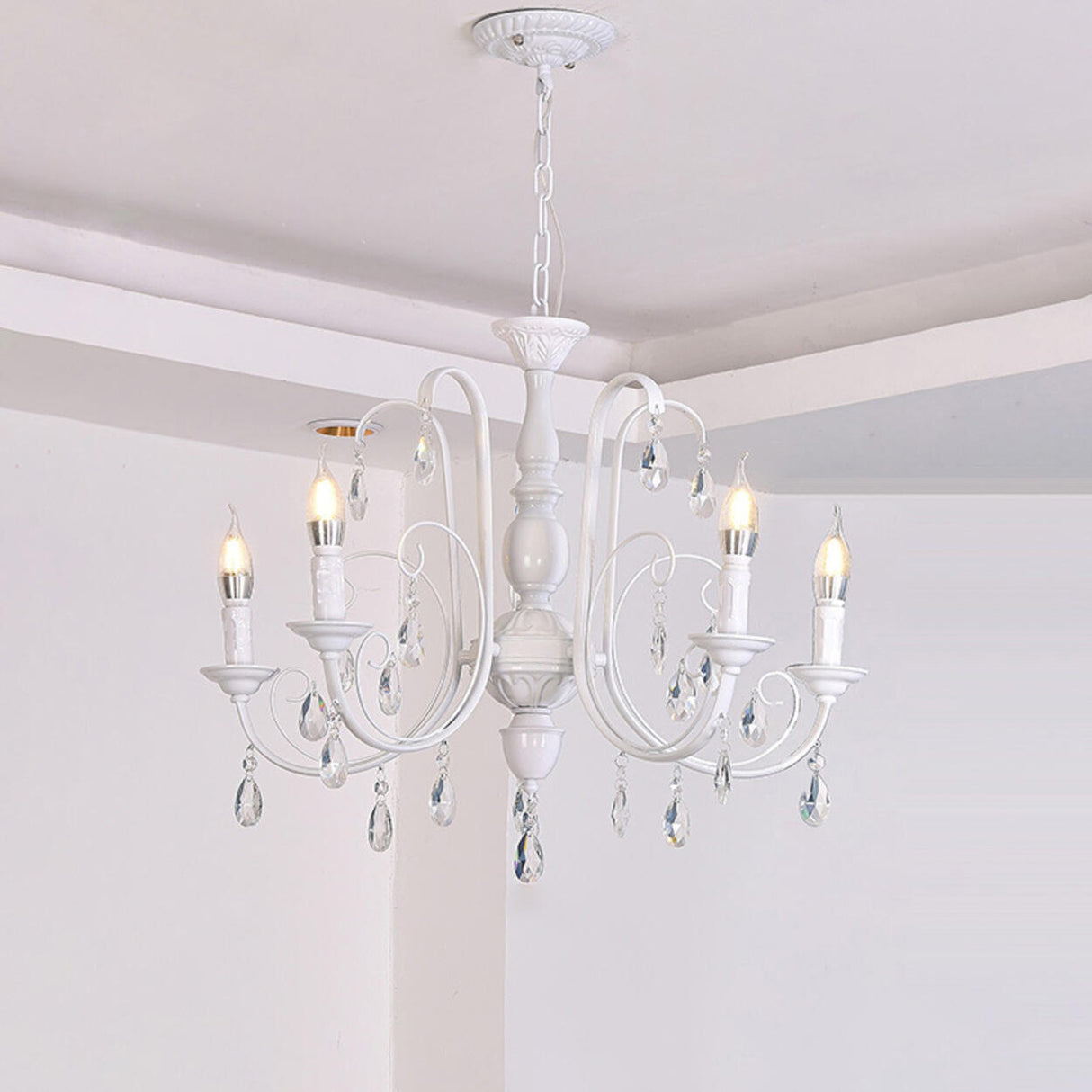 Classic Black Candelabra Chandelier Crystal Droplets Image - 19