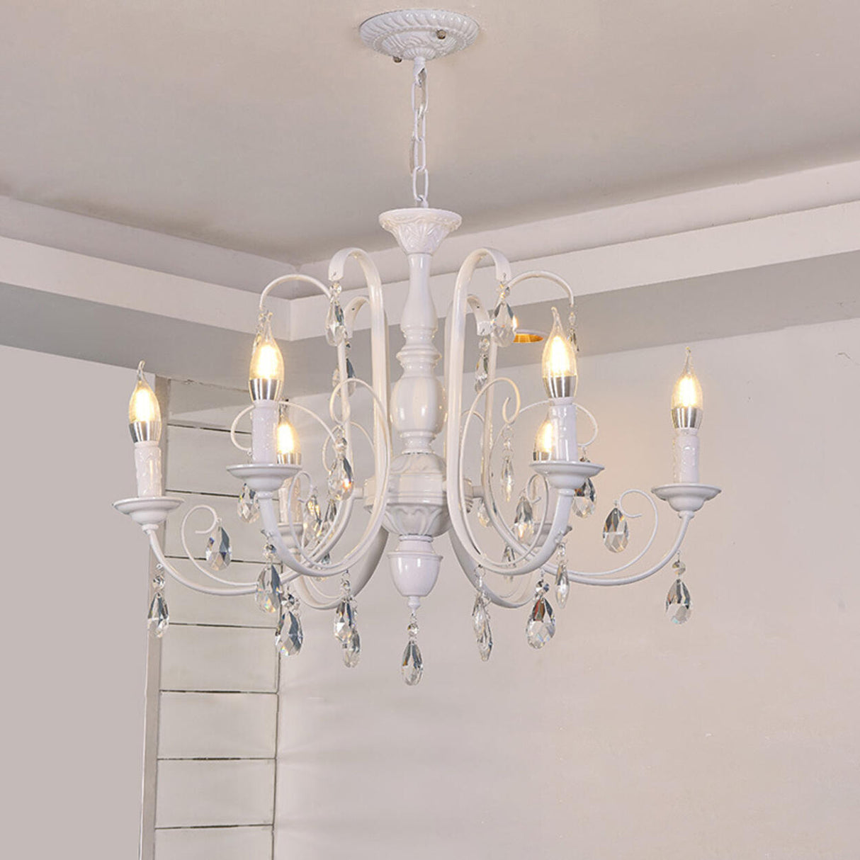 Classic Black Candelabra Chandelier Crystal Droplets Image - 21