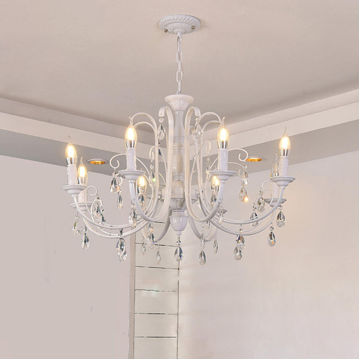 Classic Black Candelabra Chandelier Crystal Droplets Image - 23