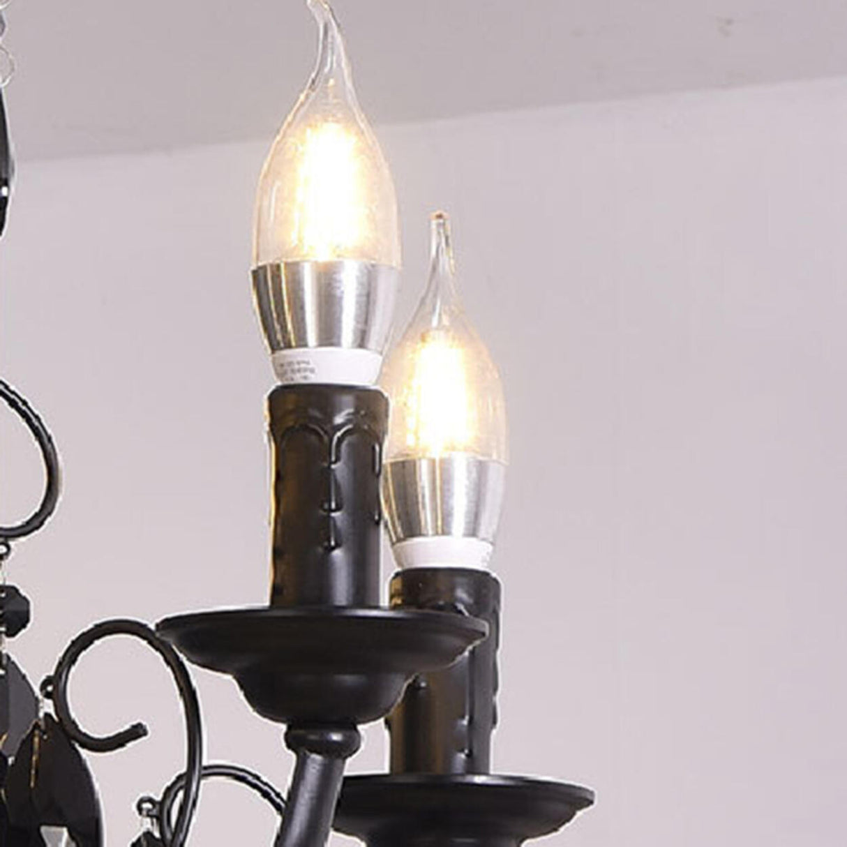 Classic Black Candelabra Chandelier Crystal Droplets Image - 24
