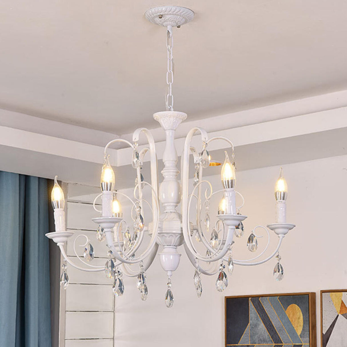 Classic Black Candelabra Chandelier Crystal Droplets Image - 26