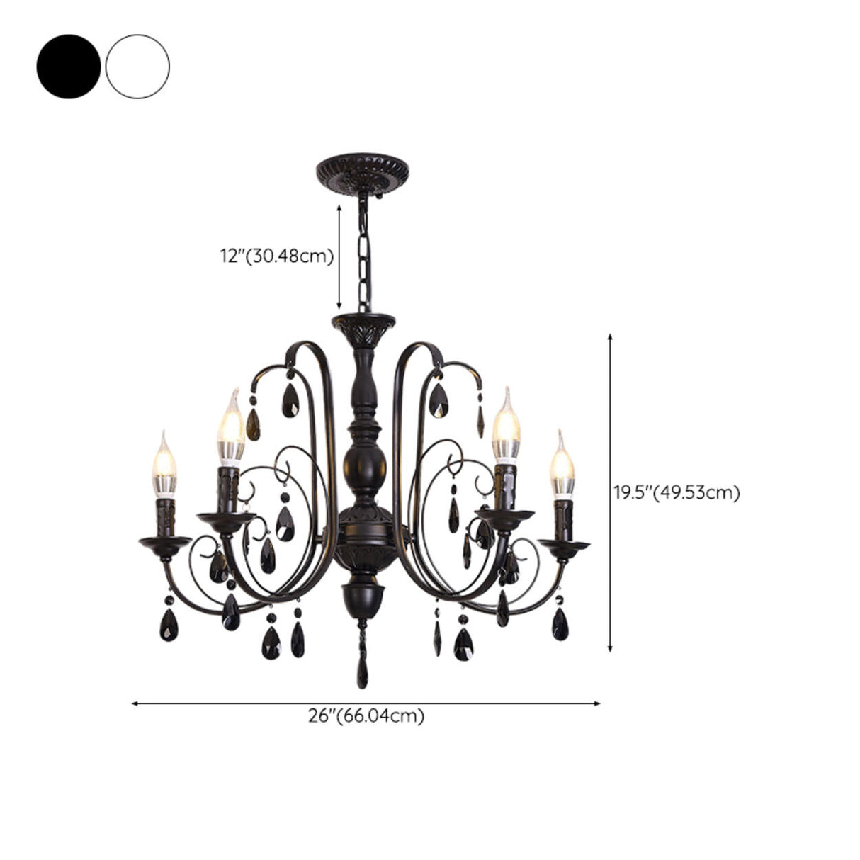 Classic Black Candelabra Chandelier Crystal Droplets
