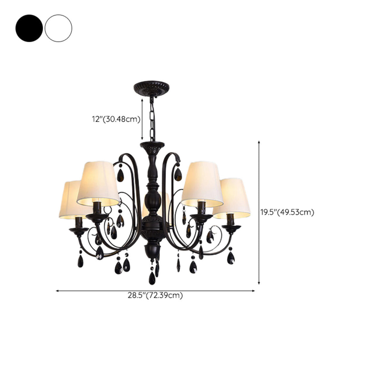 Classic Black Candelabra Chandelier Crystal Droplets Image - 29