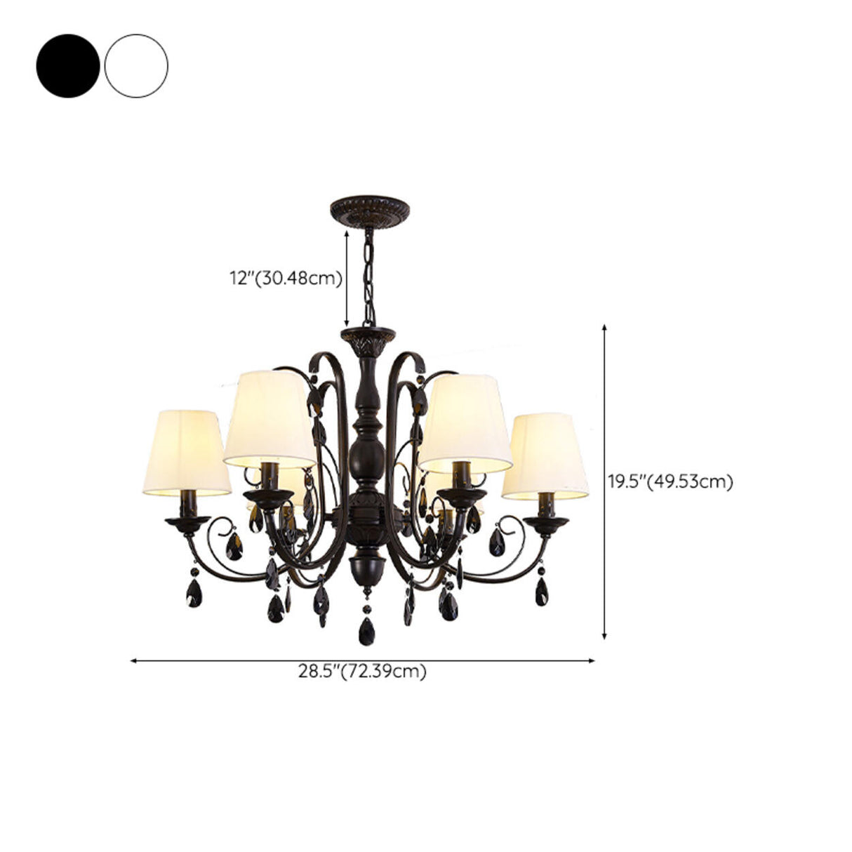 Classic Black Candelabra Chandelier Crystal Droplets Image - 31