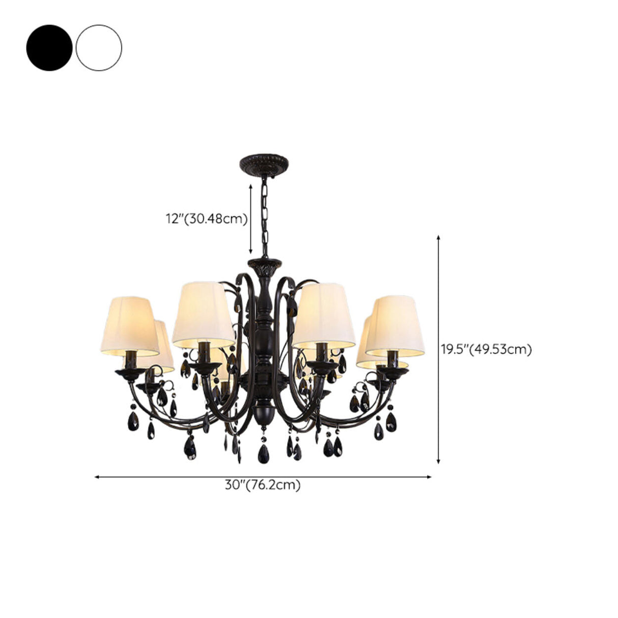 Classic Black Candelabra Chandelier Crystal Droplets Image - 33