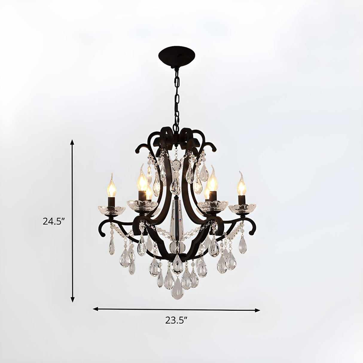 Classic Black Elegant Candle Crystal Pendant Chandelier