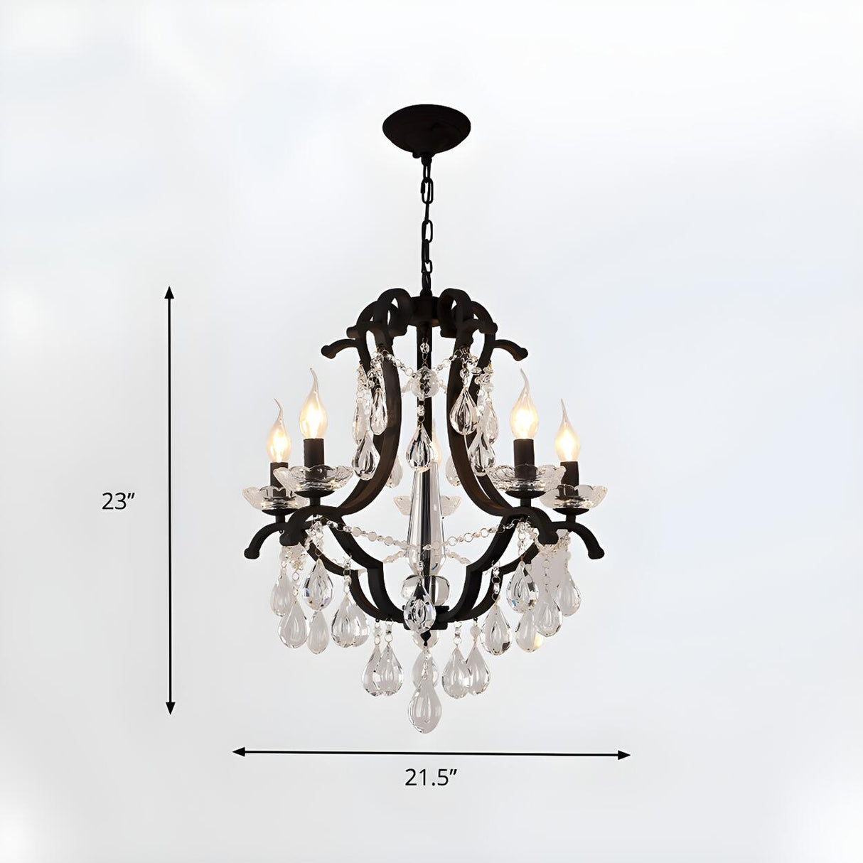 Classic Black Elegant Candle Crystal Pendant Chandelier Image - 9