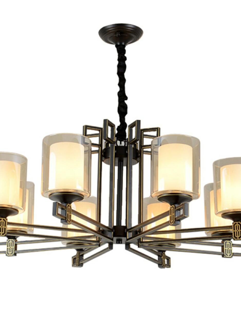 Classic Black Iron Cylinder Chandelier Adjustable Height Image - 8