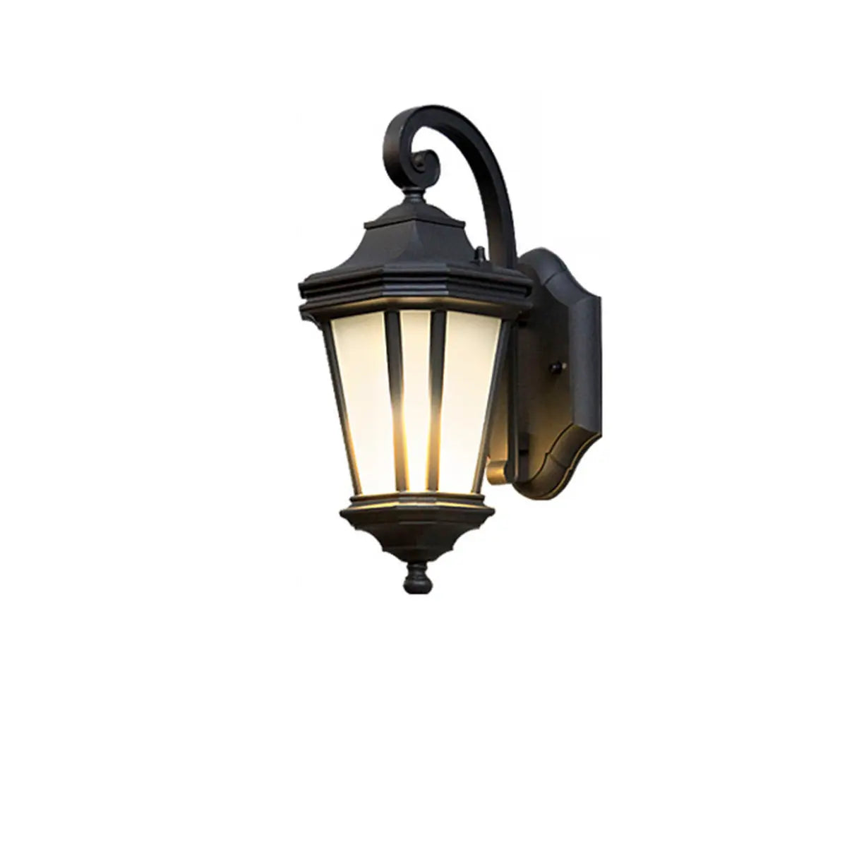 Classic Black Lantern Glass Outdoor Ambient Wall light Image - 10