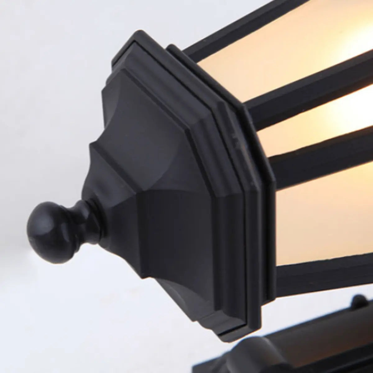 Classic Black Lantern Glass Outdoor Ambient Wall light Image - 12