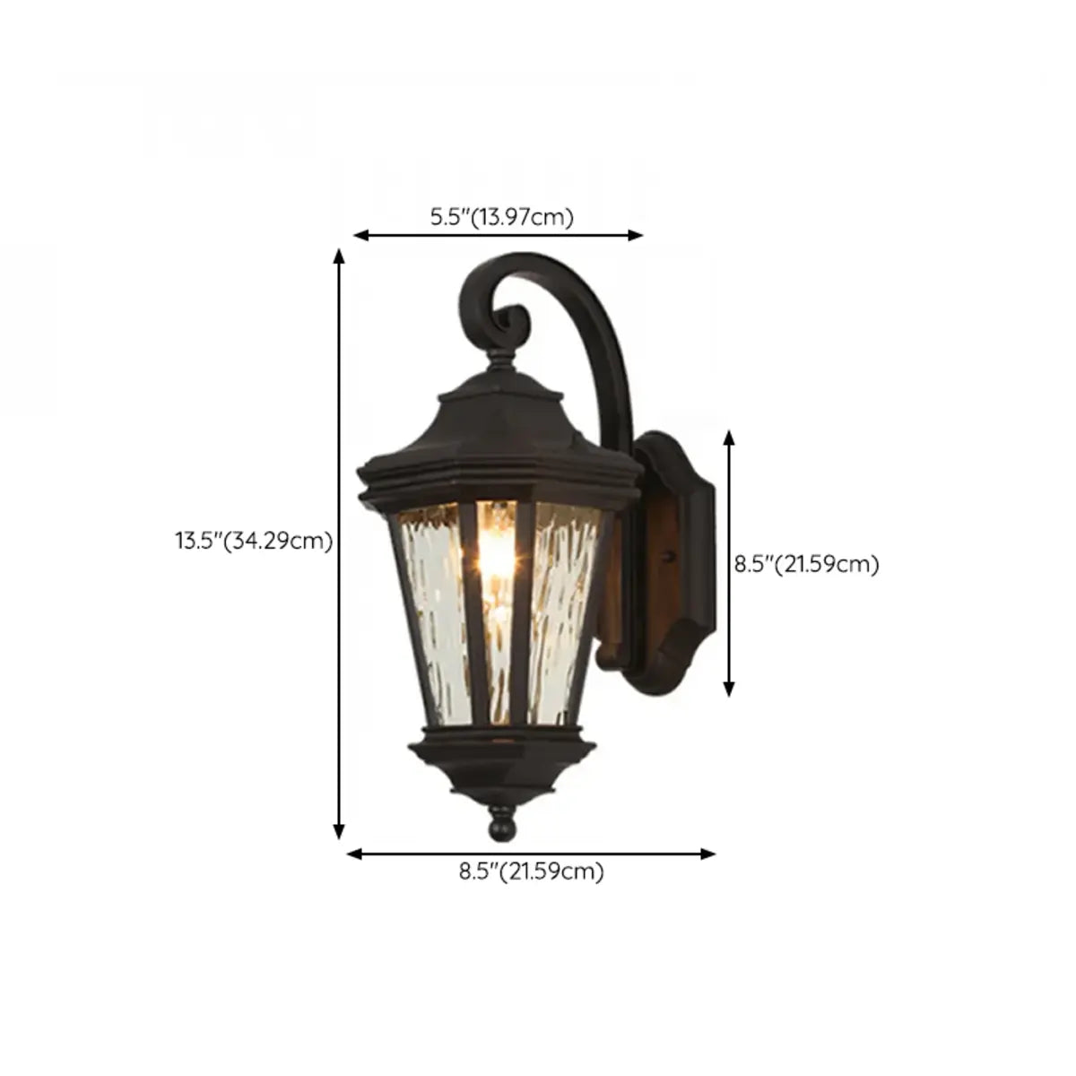 Classic Black Lantern Glass Outdoor Ambient Wall light Image - 16