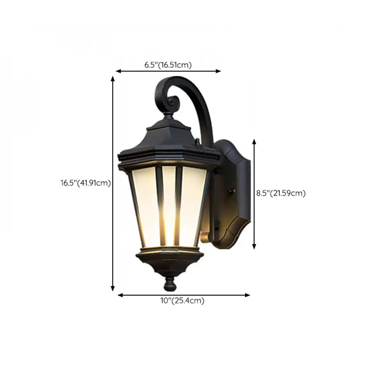Classic Black Lantern Glass Outdoor Ambient Wall light Image - 17