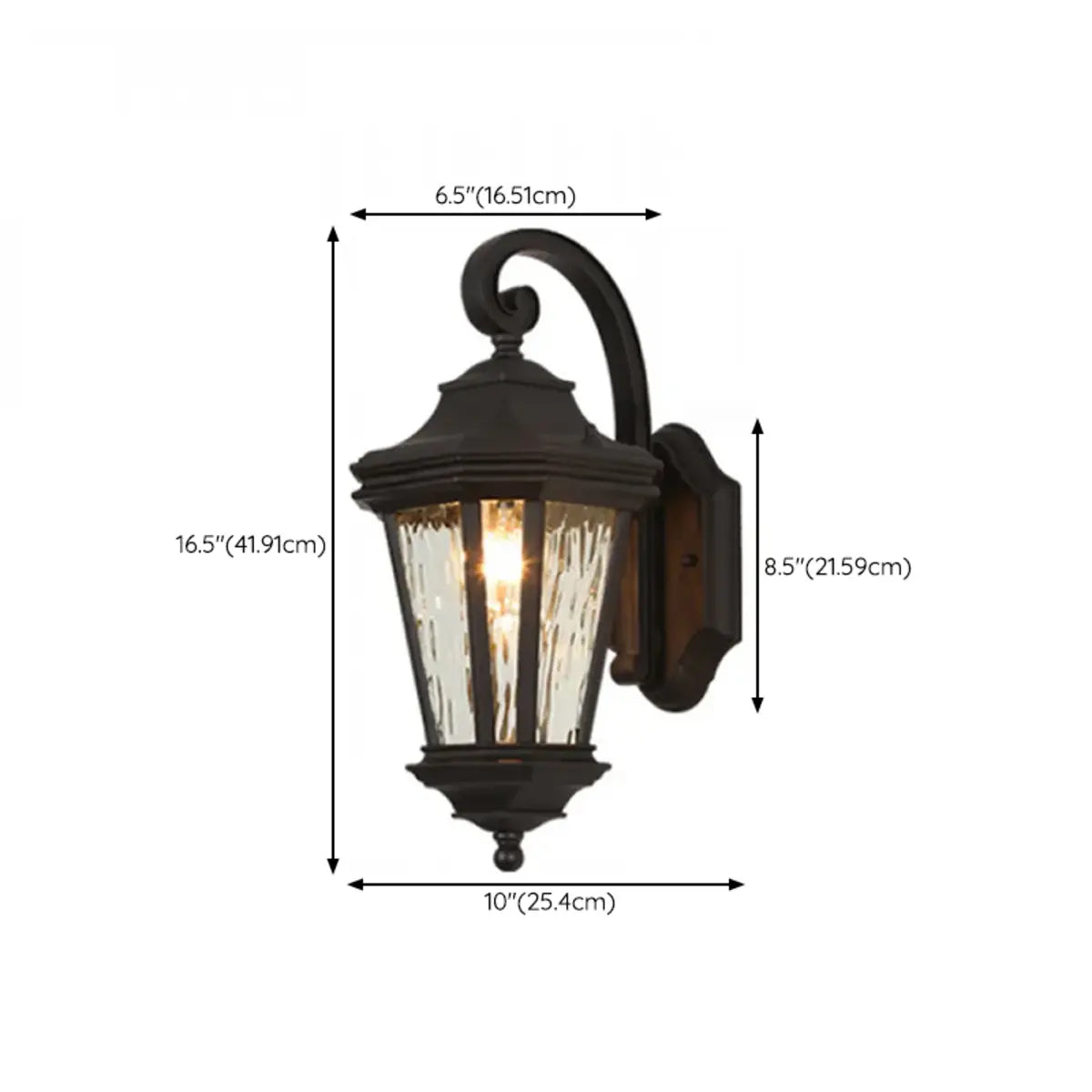 Classic Black Lantern Glass Outdoor Ambient Wall light Image - 18