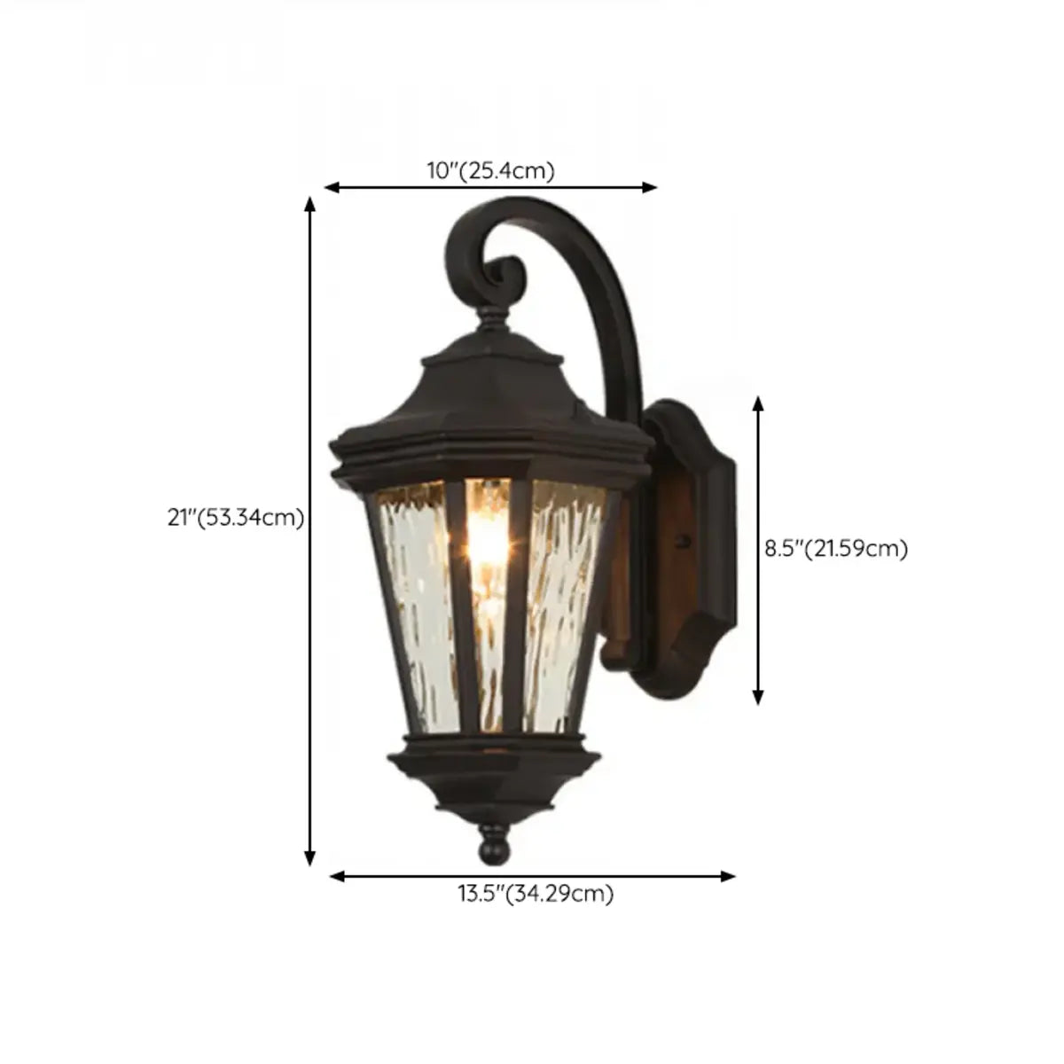 Classic Black Lantern Glass Outdoor Ambient Wall light Image - 20