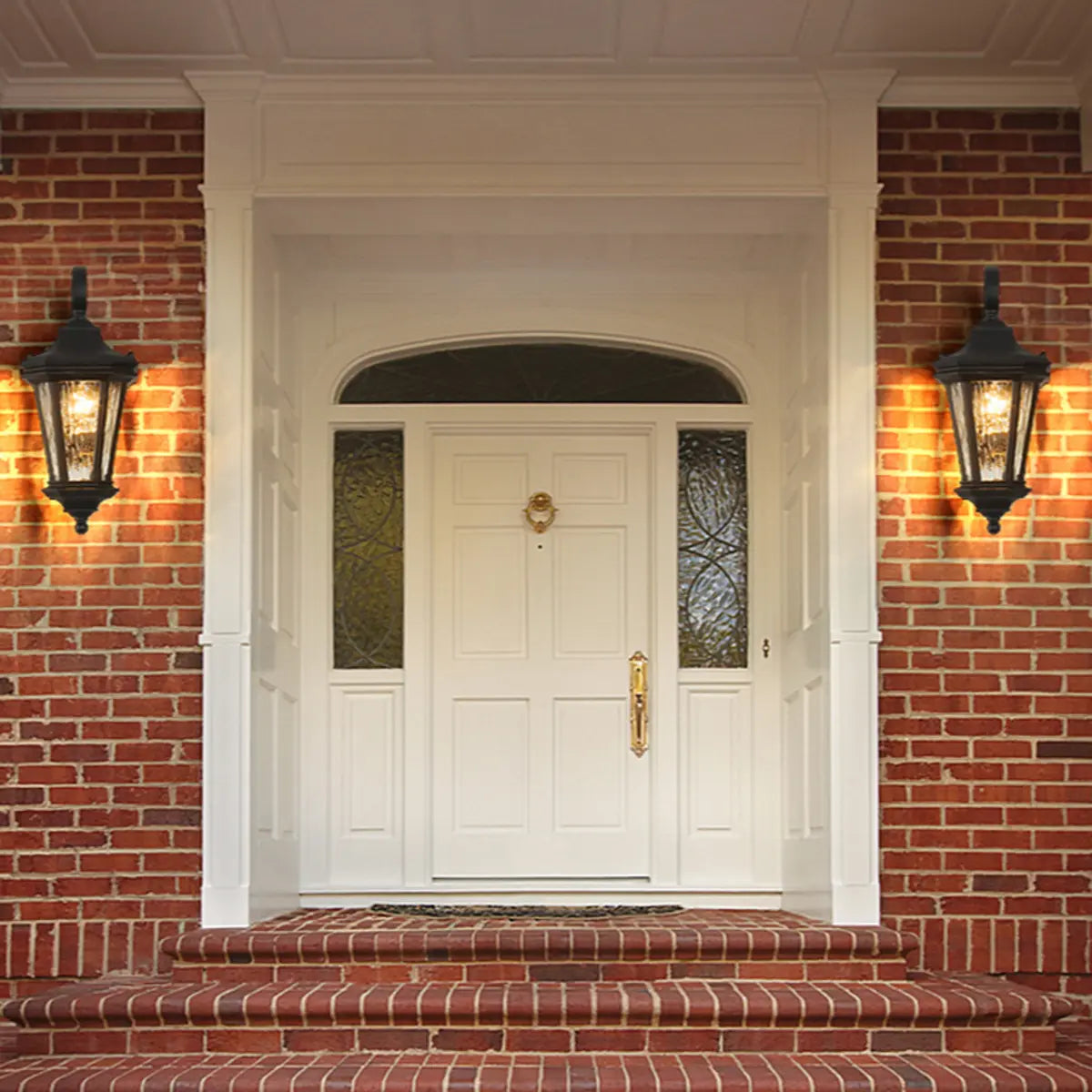 Classic Black Lantern Glass Outdoor Ambient Wall light Image - 4