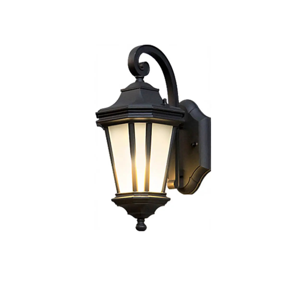 Classic Black Lantern Glass Outdoor Ambient Wall light Image - 5