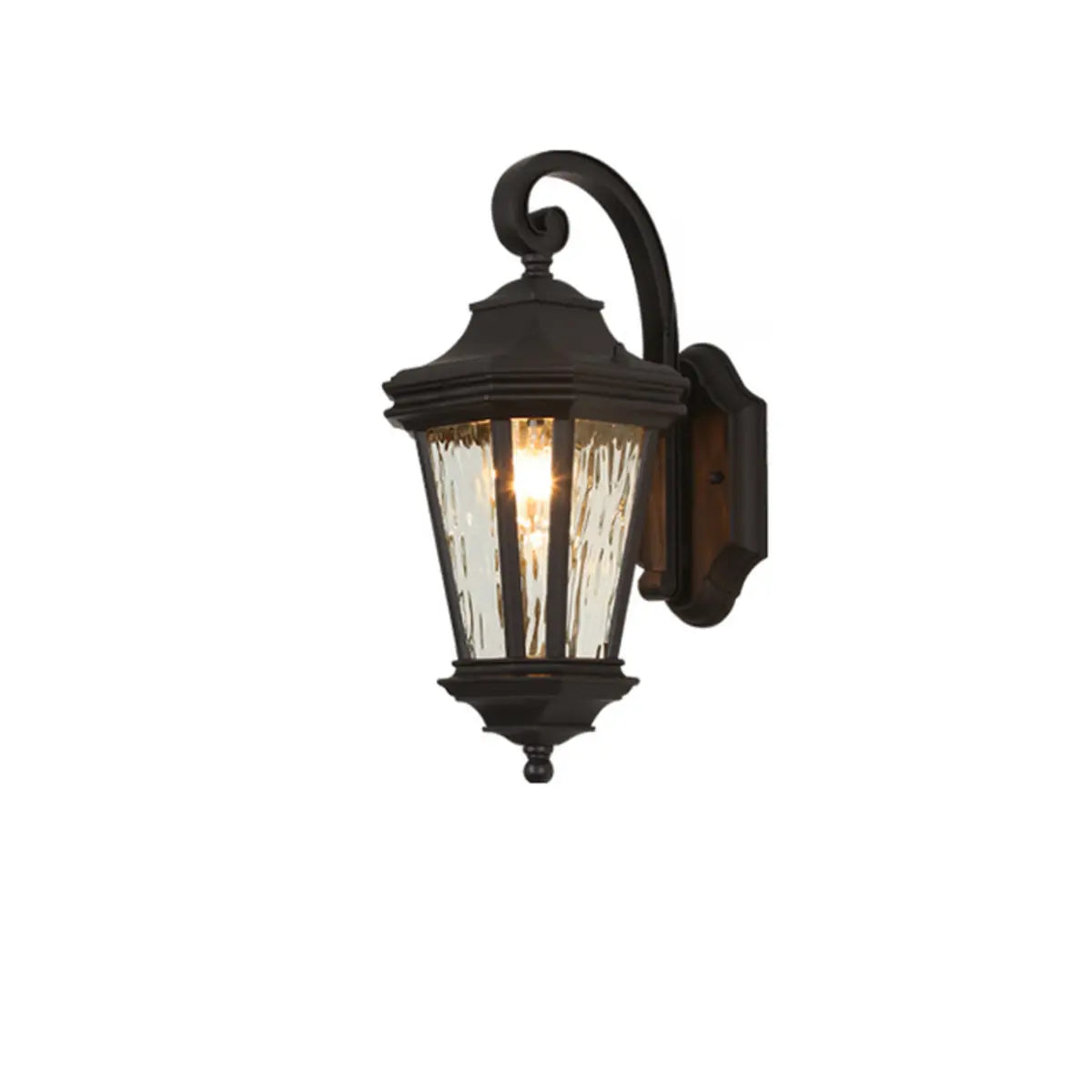 Classic Black Lantern Glass Outdoor Ambient Wall light Image - 7