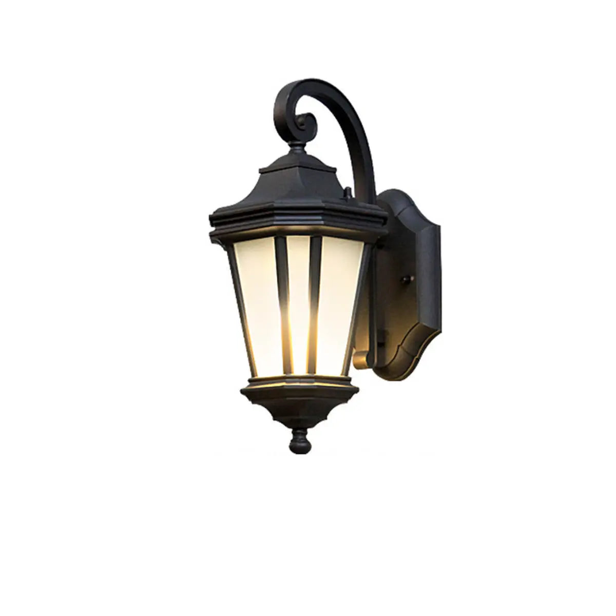 Classic Black Lantern Glass Outdoor Ambient Wall light Image - 8