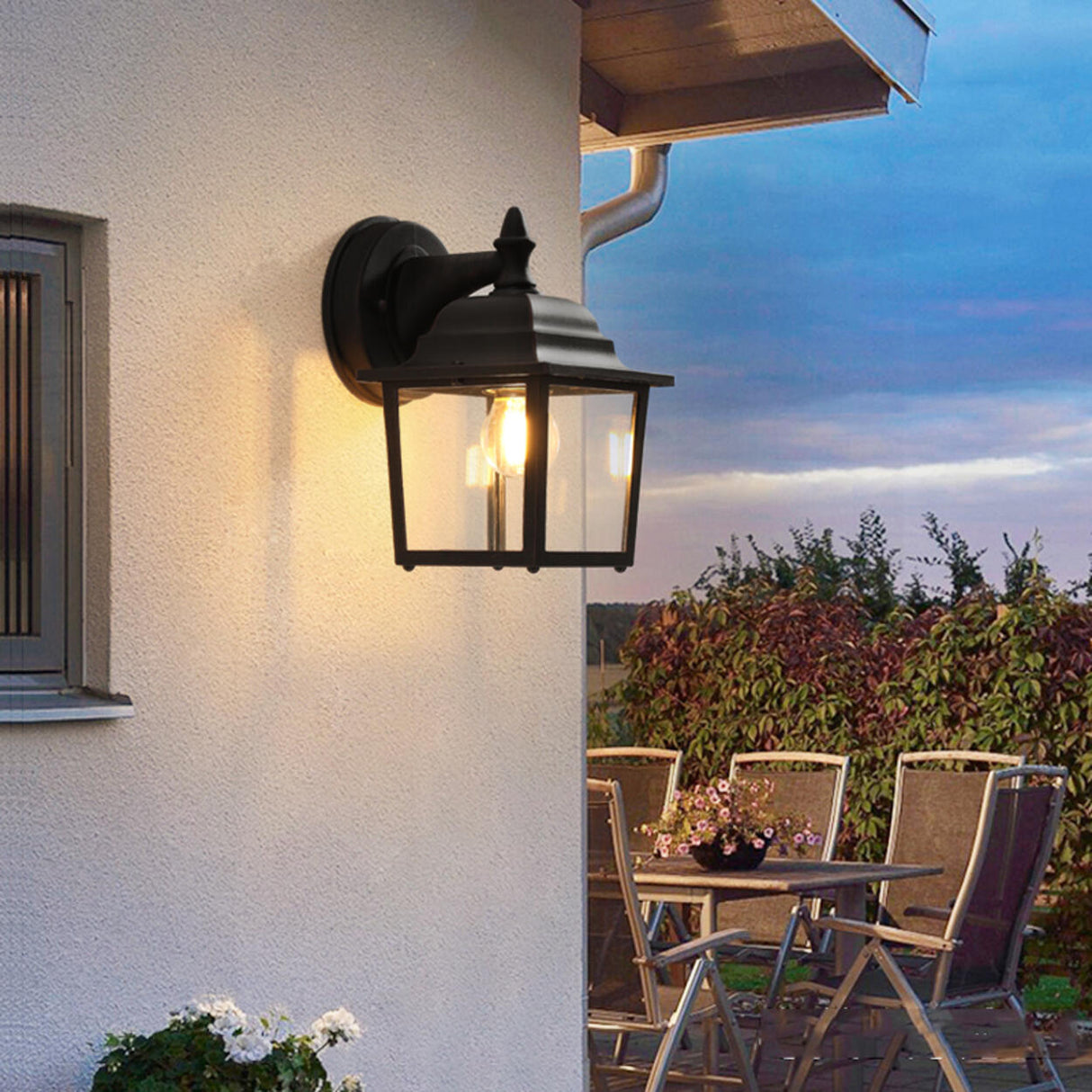 Classic Black Outdoor Wall Lantern Sconce Image - 6
