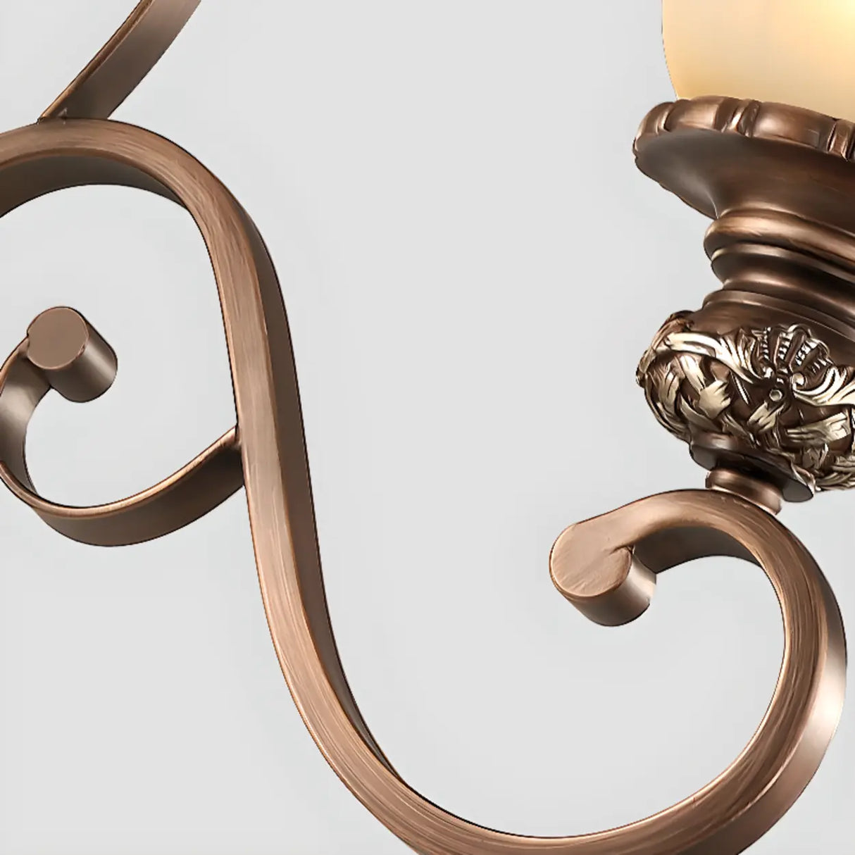 Classic Bronze Bell Matte White Glass Chandelier Image - 10