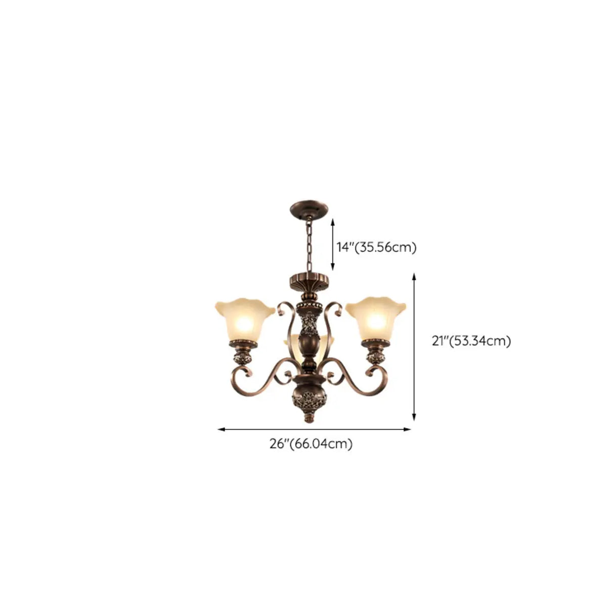 Classic Bronze Bell Matte White Glass Chandelier Image - 13