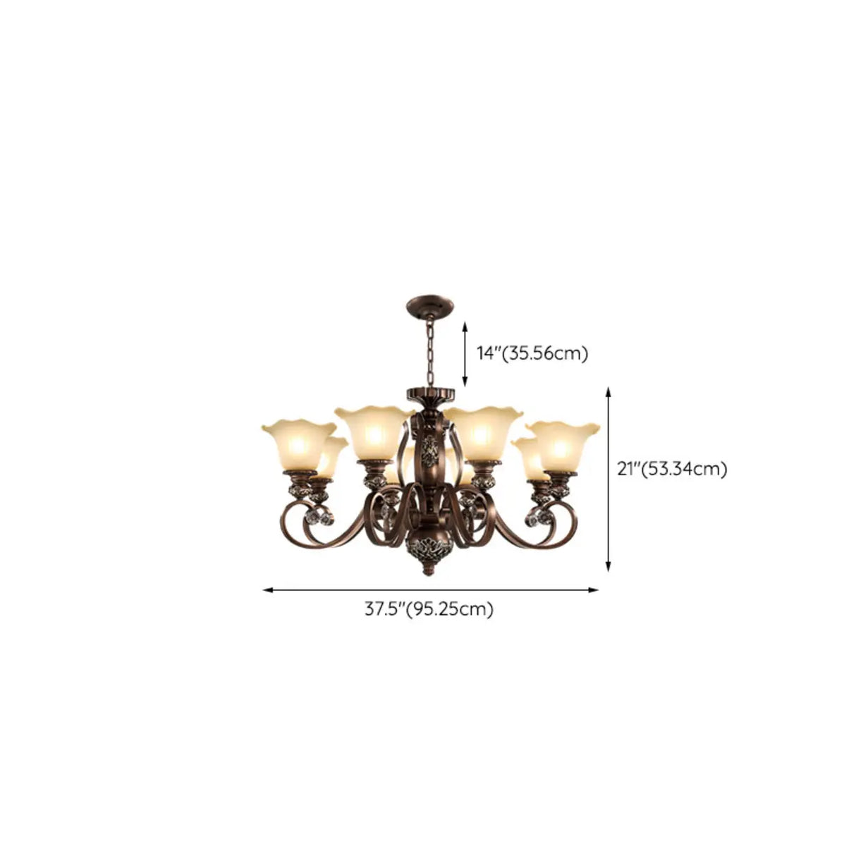 Classic Bronze Bell Matte White Glass Chandelier Image - 15