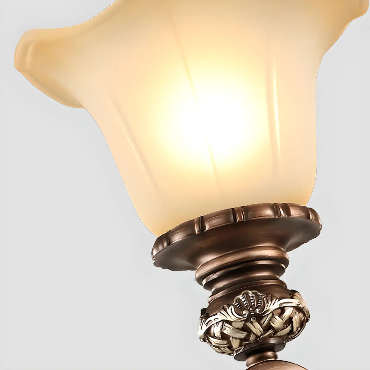 Classic Bronze Bell Matte White Glass Chandelier Image - 20