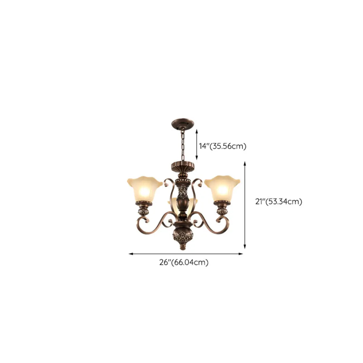 Classic Bronze Bell Matte White Glass Chandelier