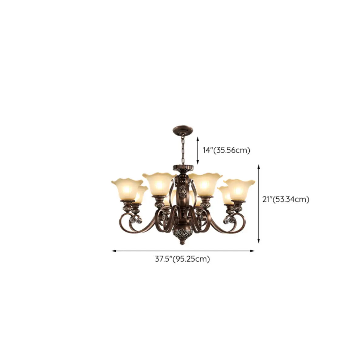 Classic Bronze Bell Matte White Glass Chandelier Image - 26