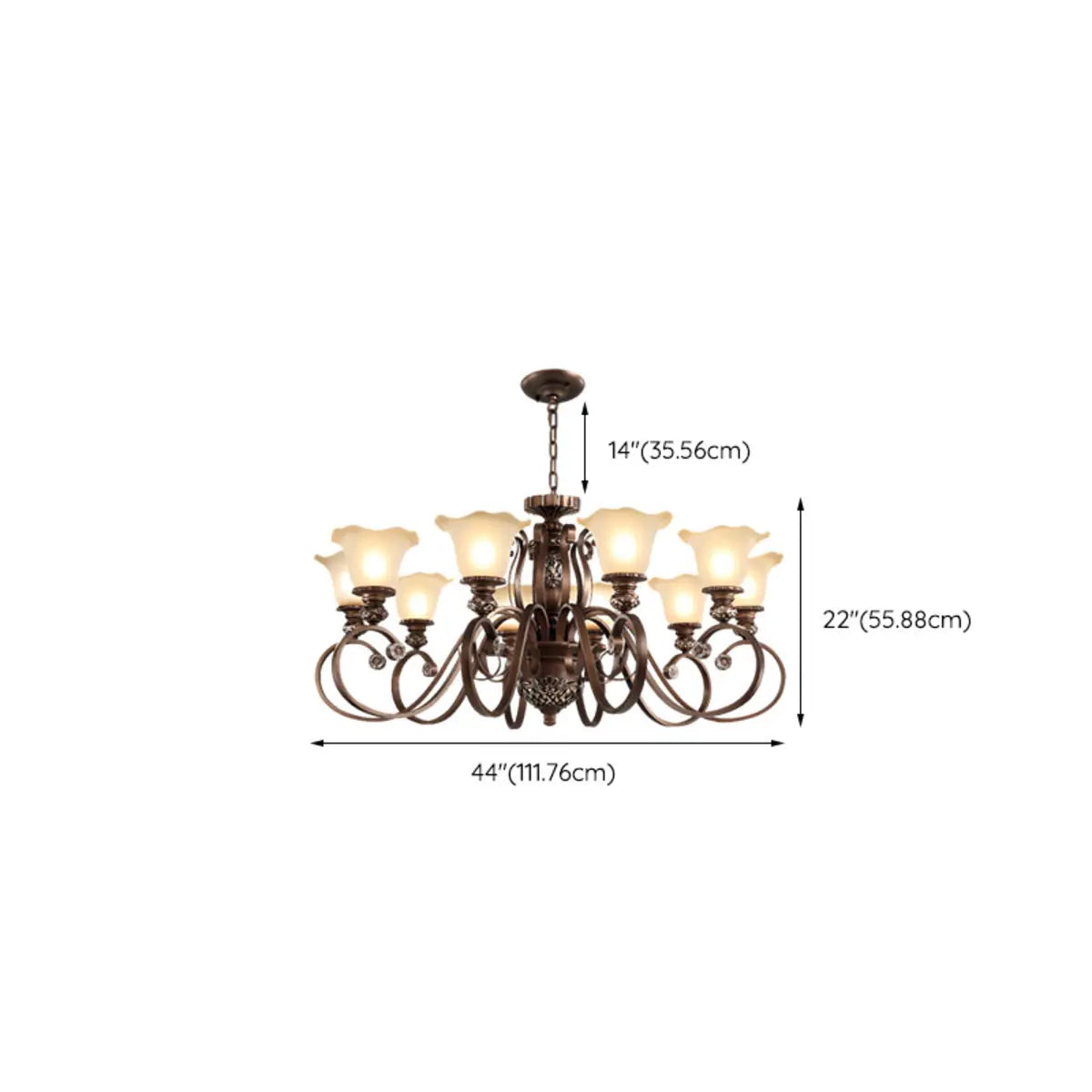 Classic Bronze Bell Matte White Glass Chandelier Image - 27