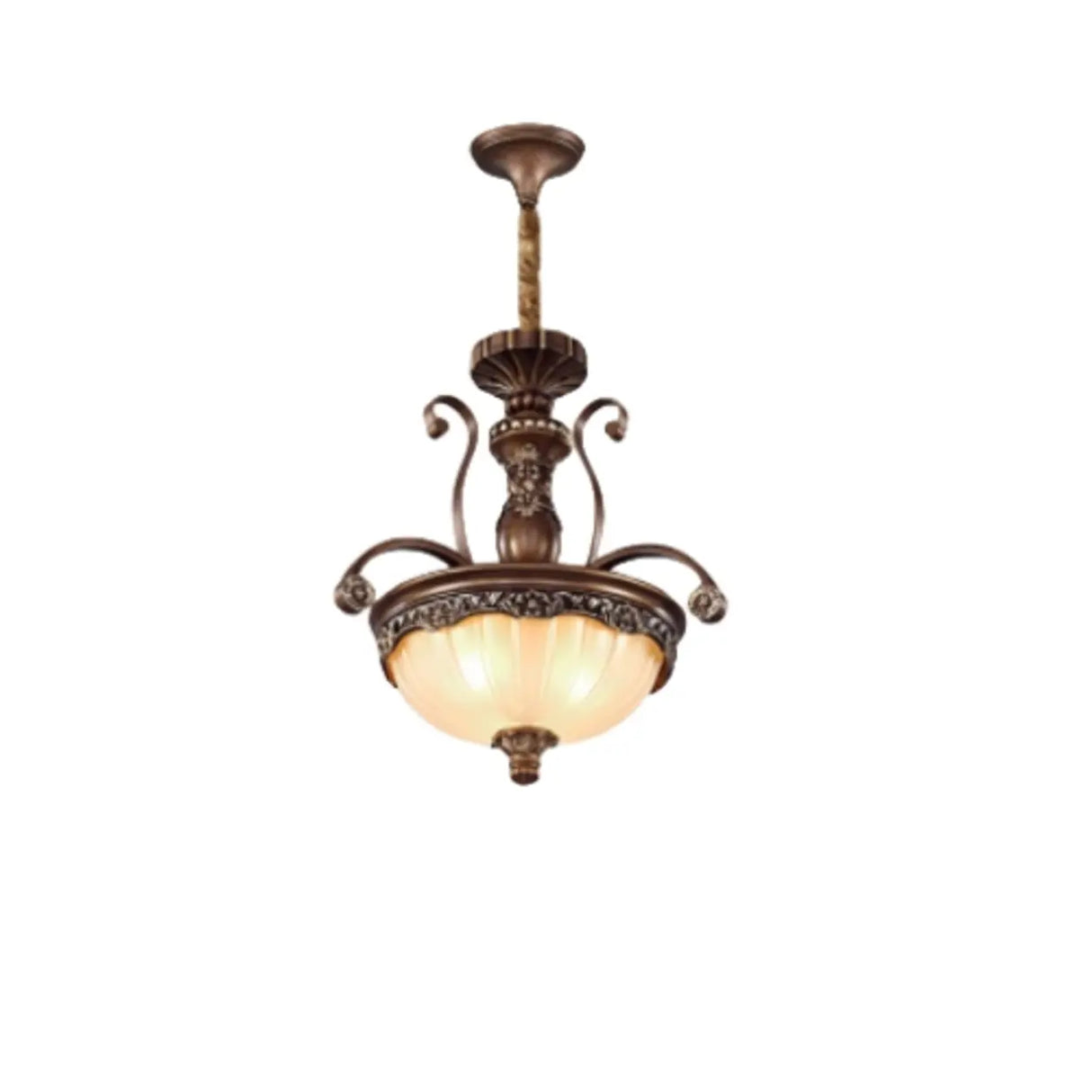Classic Bronze Bell Matte White Glass Chandelier Image - 6