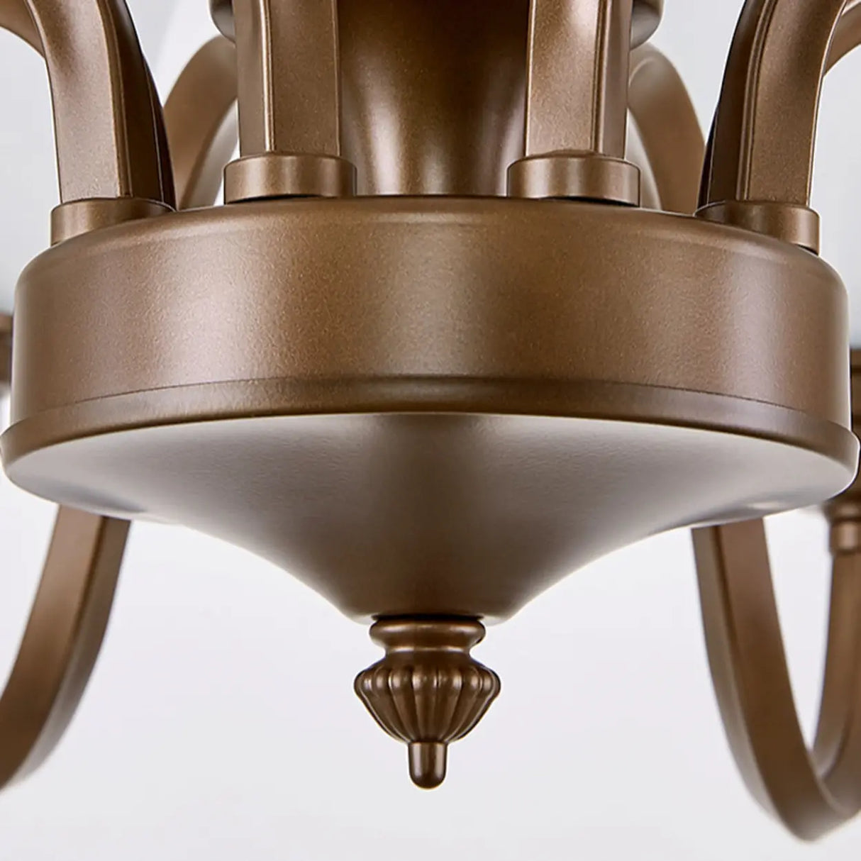 Classic Bronze Curved Arms Round Frosted Glass Chandelier Image - 28