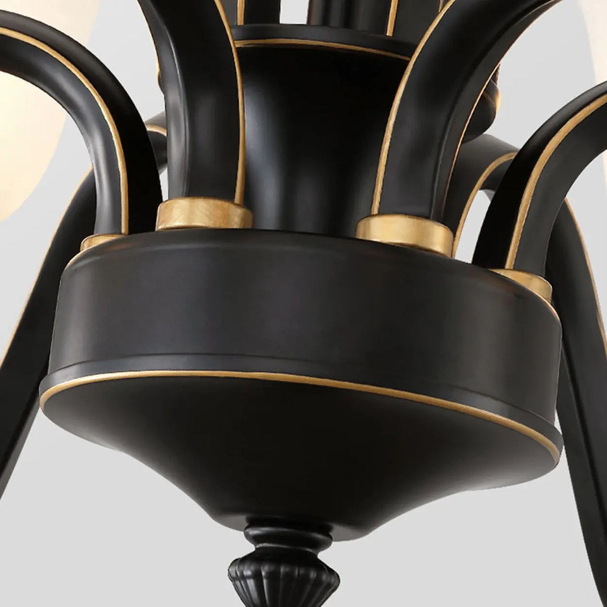 Classic Bronze Curved Arms Round Frosted Glass Chandelier Image - 29