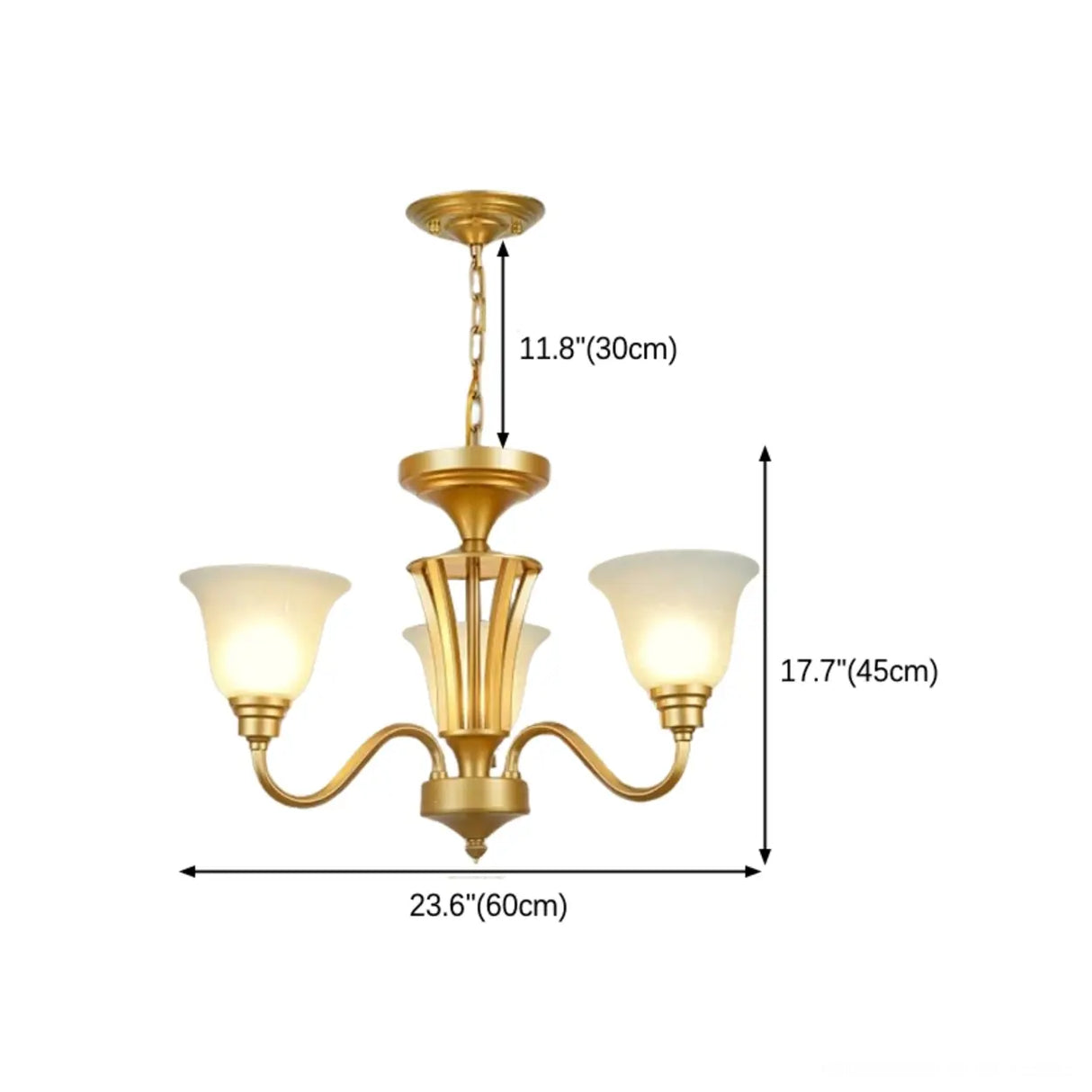 Classic Bronze Curved Arms Round Frosted Glass Chandelier Image - 38