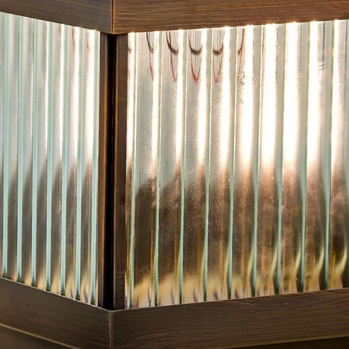 Classic Bronze Solar Ribbed Glass Outdoor Table Lamp Image - 19