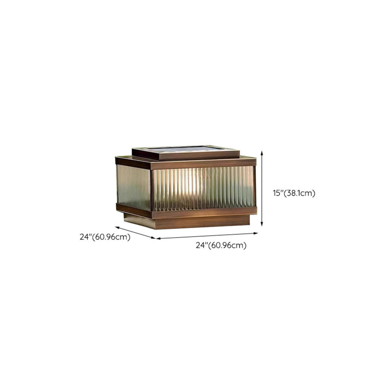 Classic Bronze Solar Ribbed Glass Outdoor Table Lamp Image - 24