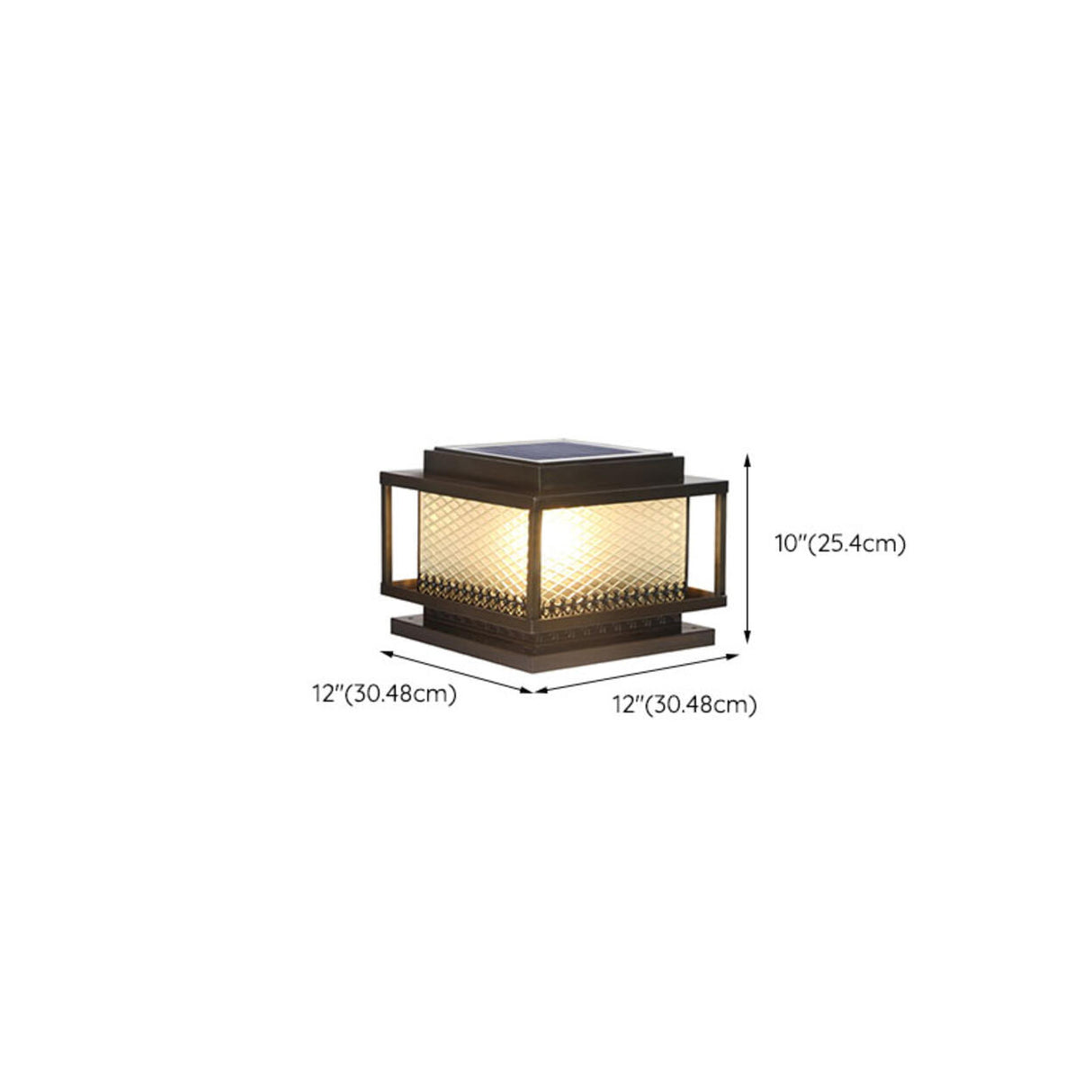 Classic Bronze Solar Ribbed Glass Outdoor Table Lamp Image - 25