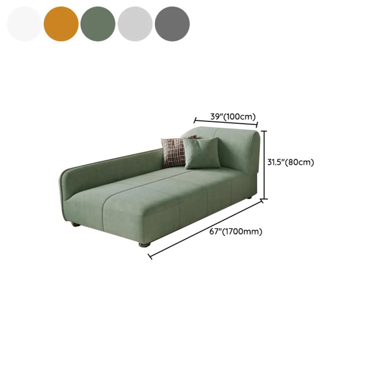 Classic Brown Large Leather Right-Arm Chaise with Pillow