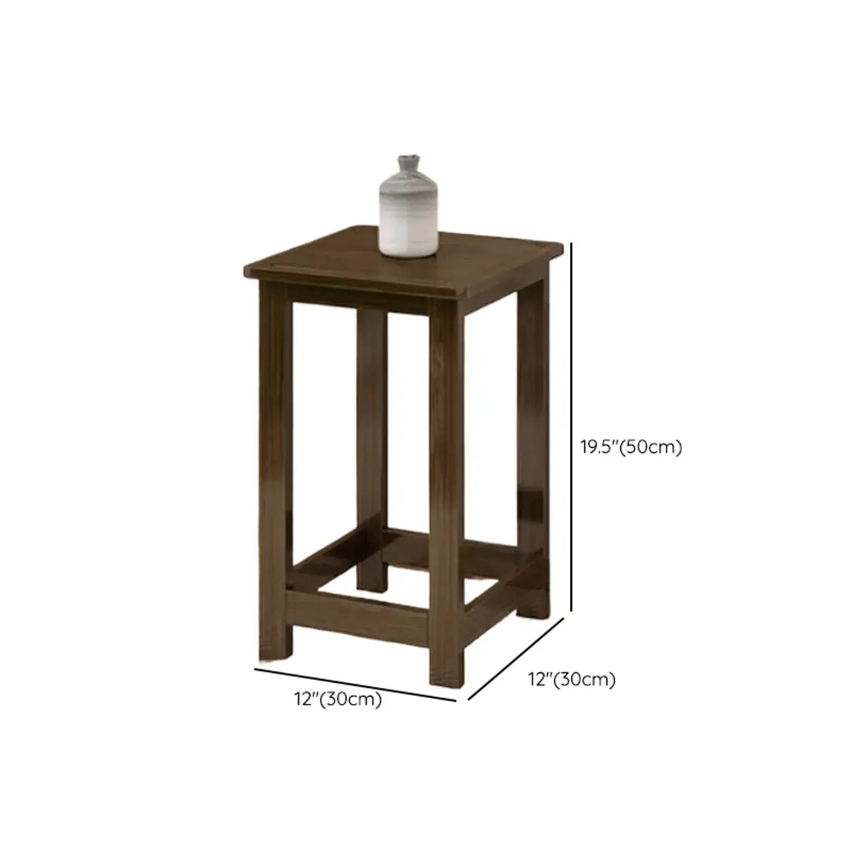 Classic Brown Square 2-Layers Bamboo Indoor Plant Stand